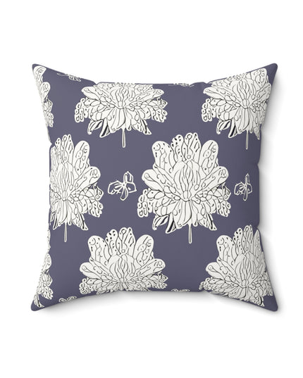 White Floral Butterflies 18" x 18" Faux Suede Square Pillow