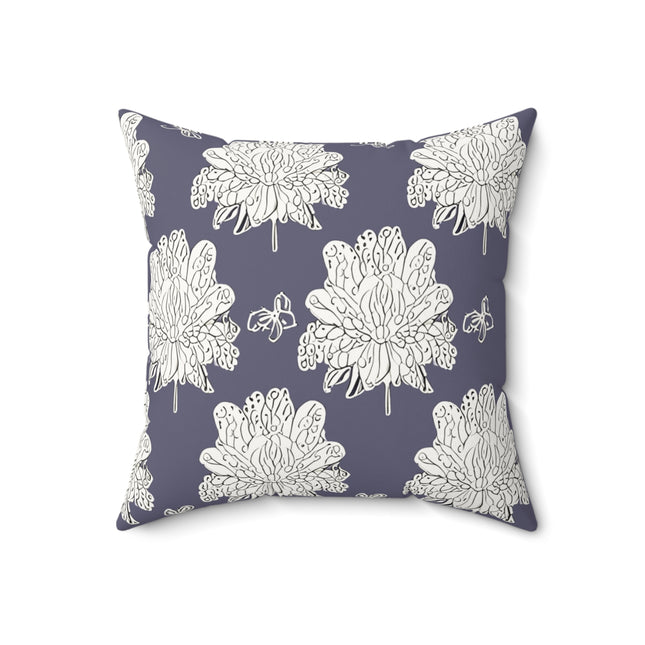 White Floral Butterflies 18" x 18" Faux Suede Square Pillow