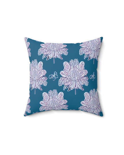 Lavender Floral Butterflies 14" x 14" Faux Suede Square Pillow