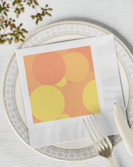 Pastel Bright Oranges Patches White Coined Napkins, 6.5" x 6.5"