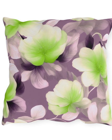 Lime Lavender Floral Bunch 18" x 18" Outdoor Pillow