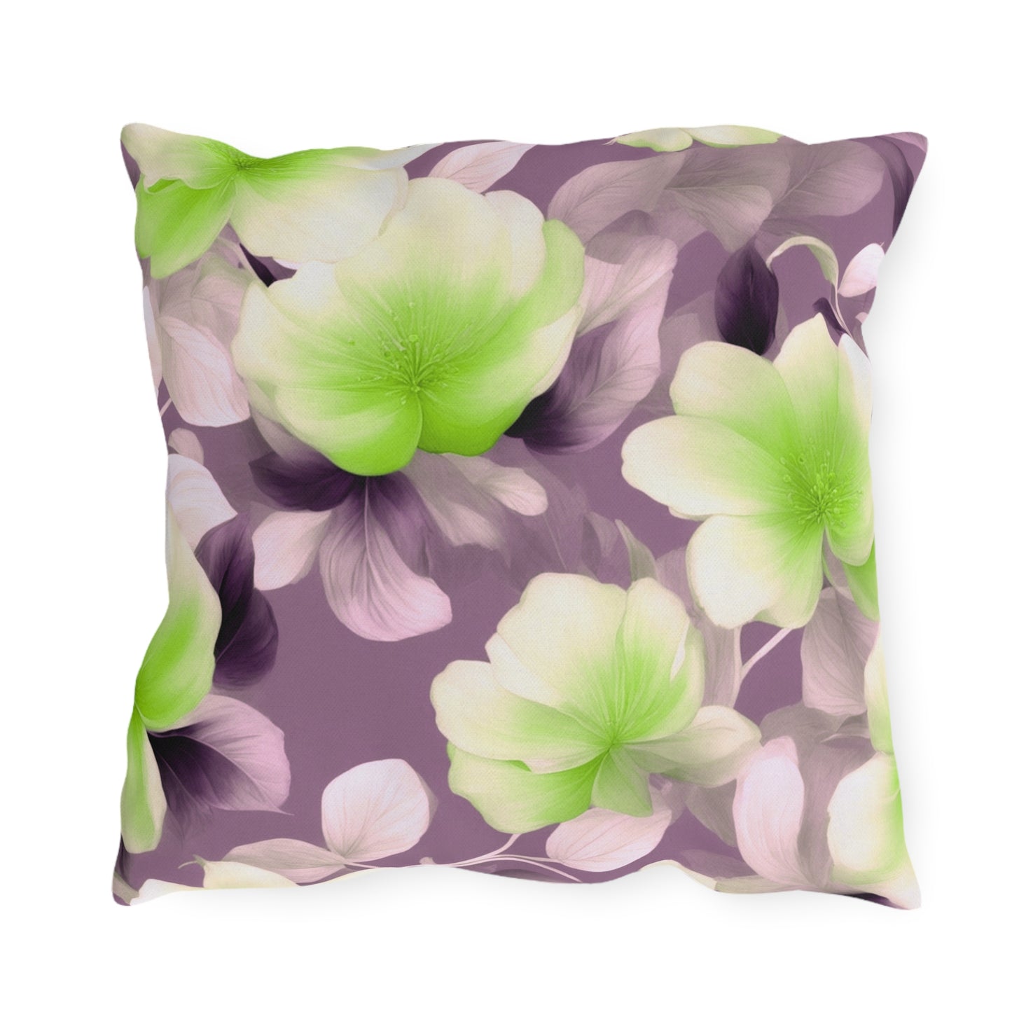 Lime Lavender Floral Bunch 18" x 18" Outdoor Pillow