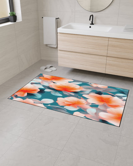 Orange Blossom Floral Bunch Heavy Duty Floor Mat, 36" x 60"