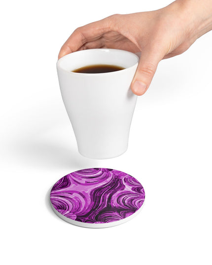 Uzi Spiral Powder Lavender 4" x 4" Round Ceramic Coaster