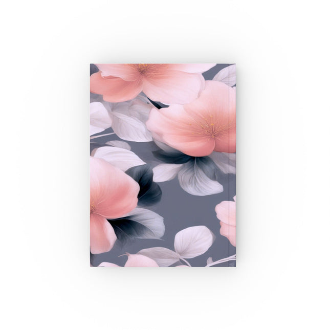 Peach and Blue Gray Floral Bunch Hard Backed Journal with 128 blank pages, 5.2" x 7.4"