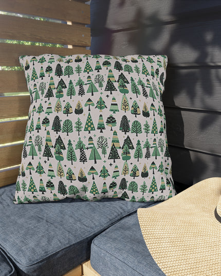 Mini Vintage Green Trees 20" x 20" Outdoor Pillow