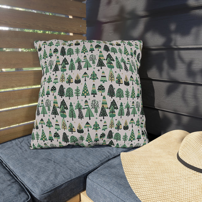 Mini Vintage Green Trees 20" x 20" Outdoor Pillow