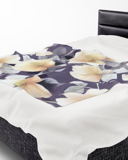 White Blush Floral Bunch Velveteen Plush Blanket, 50" x 60"