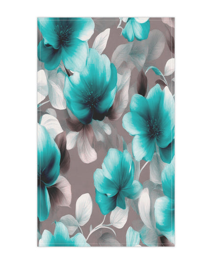 Tif Green Gray Floral Bunch Tea Towels (cotton, poly), 18" x "30