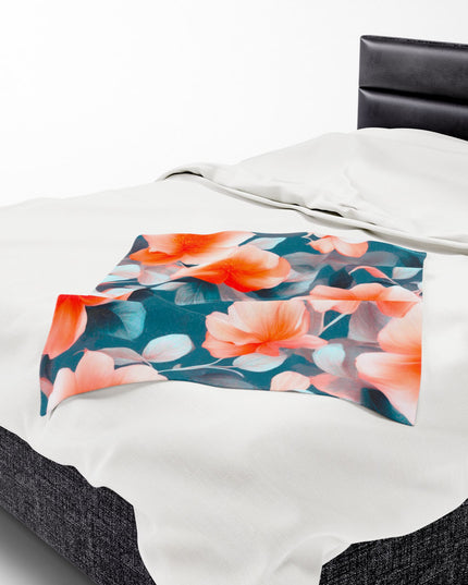 Orange Blossom Floral Bunch Velveteen Plush Blanket, 30" x 40"