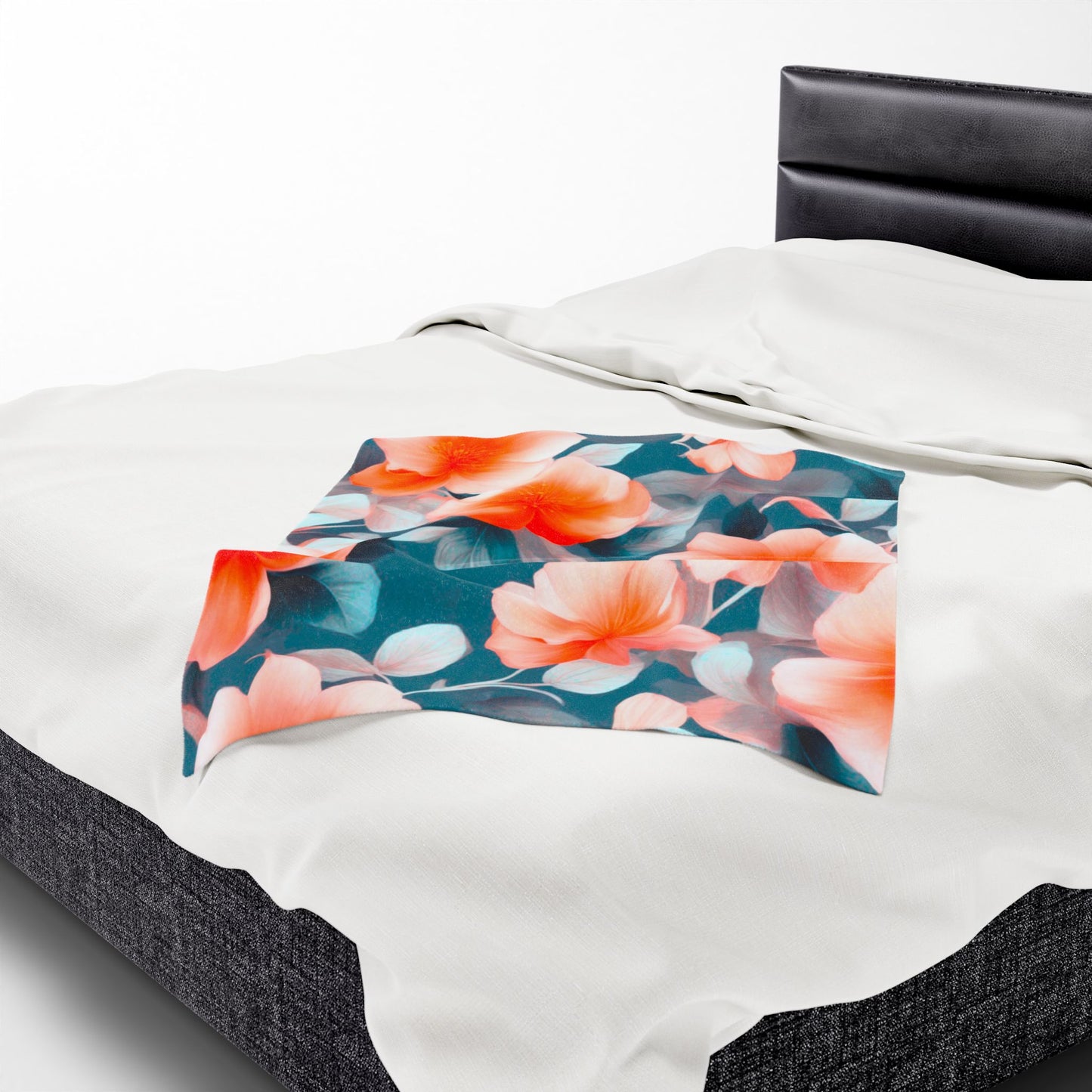 Orange Blossom Floral Bunch Velveteen Plush Blanket, 30" x 40"