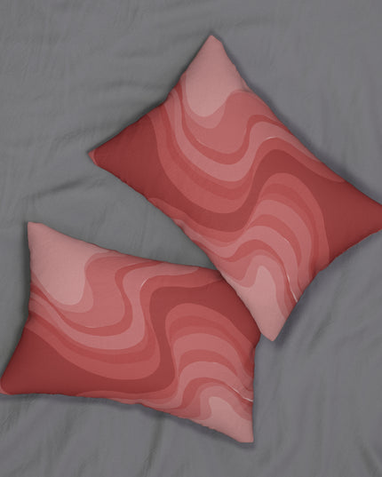 Power Red Wavey Spun Polyester Lumbar Pillow, 20" x 14"