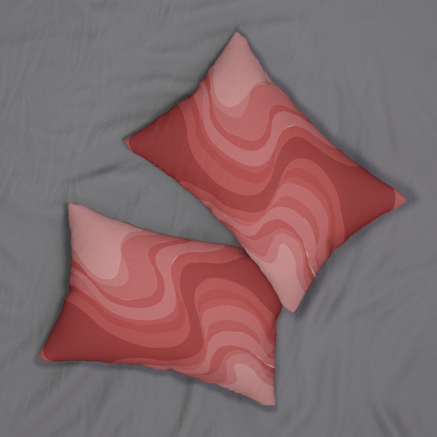 Power Red Wavey Spun Polyester Lumbar Pillow, 20" x 14"