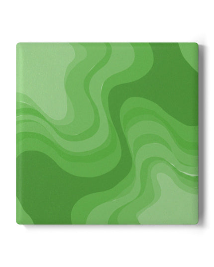 Greenie Meanie Wavey 4" x 4" Square Ceramic Coaster