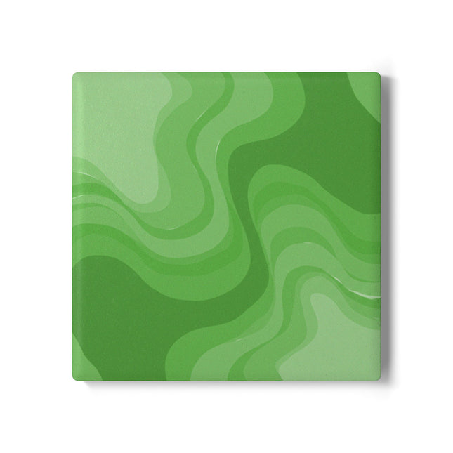 Greenie Meanie Wavey 4" x 4" Square Ceramic Coaster