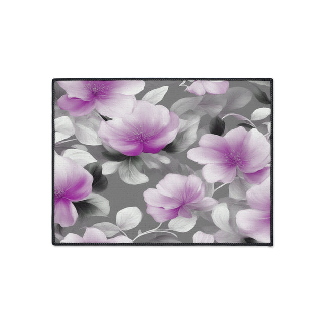 Purple Blossom Floral Bunch Heavy Duty Floor Mat, 18" x 24"