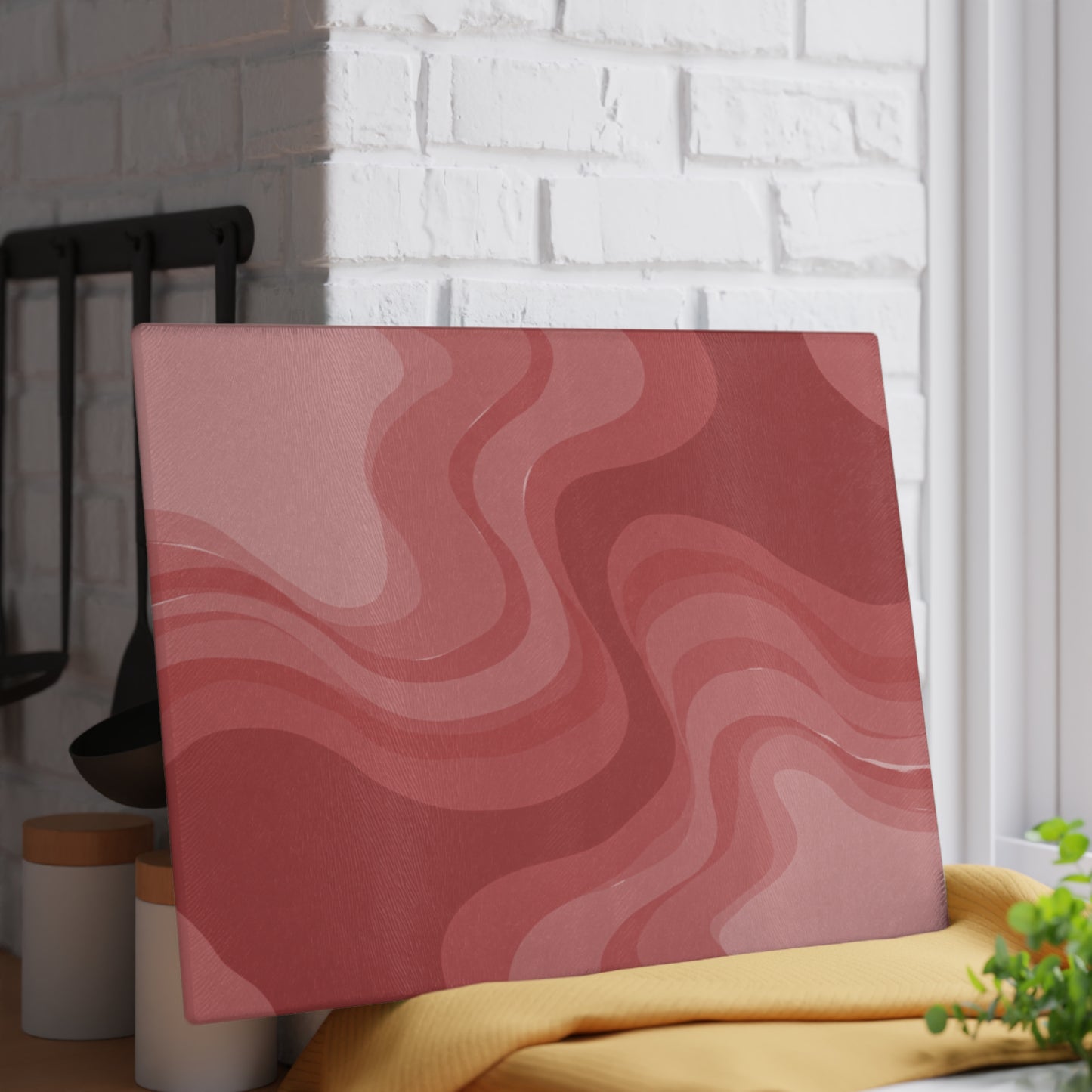 Power Red Wavey Glass Cutting Board, 11" x 15"