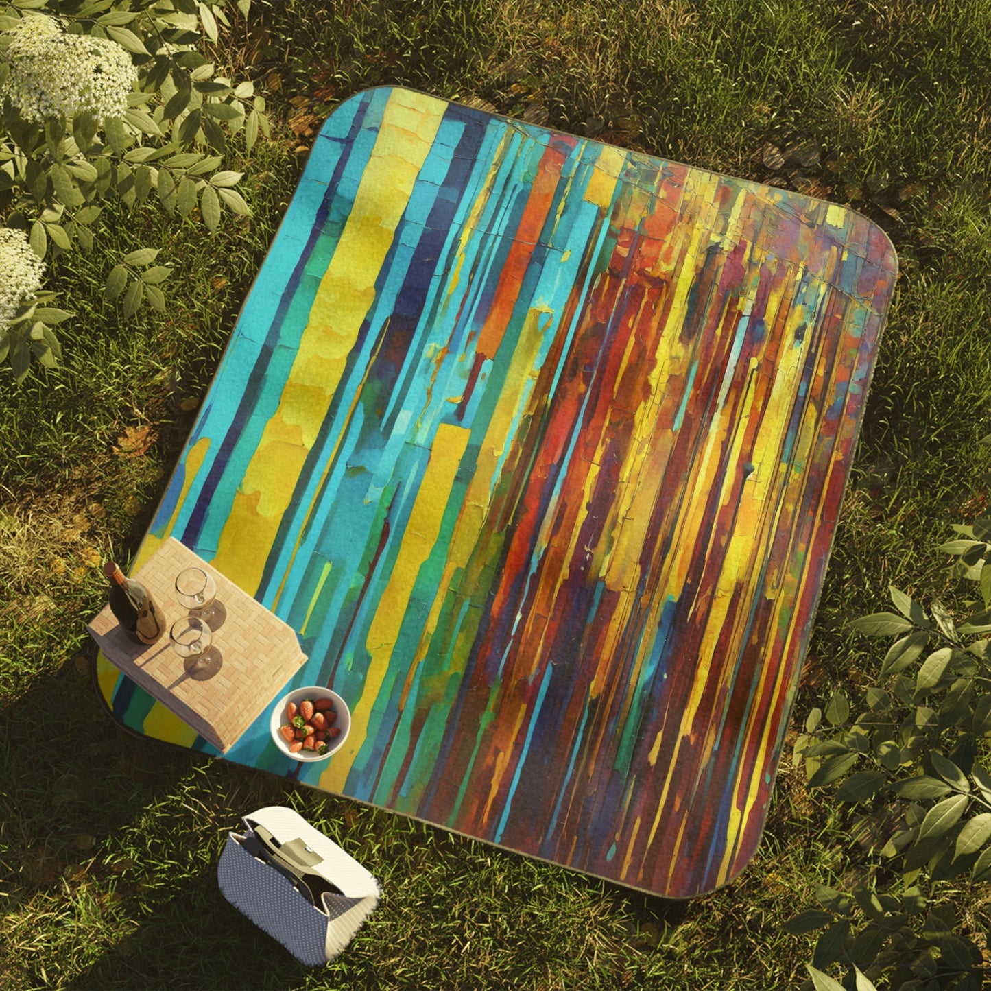 Striped Alpha 61" × 51" Picnic Blanket
