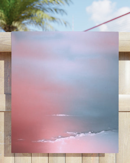 Gray Sea Pink Fog Beach Towel, 30" x 60"