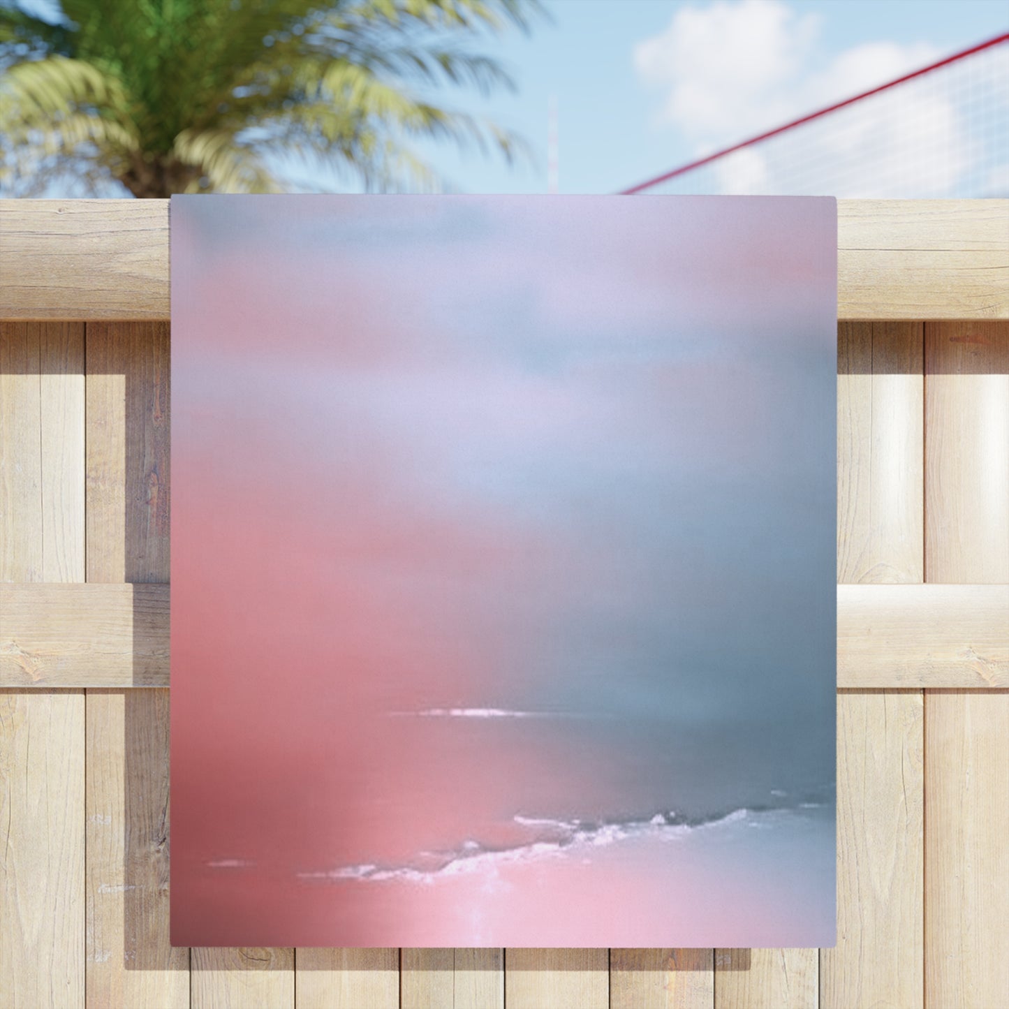 Gray Sea Pink Fog Beach Towel, 30" x 60"