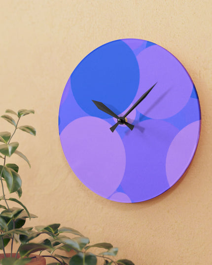 Pastel Purple Family Patches Acrylic Wall Clock, Round or Square, 10.75" x 10.75"