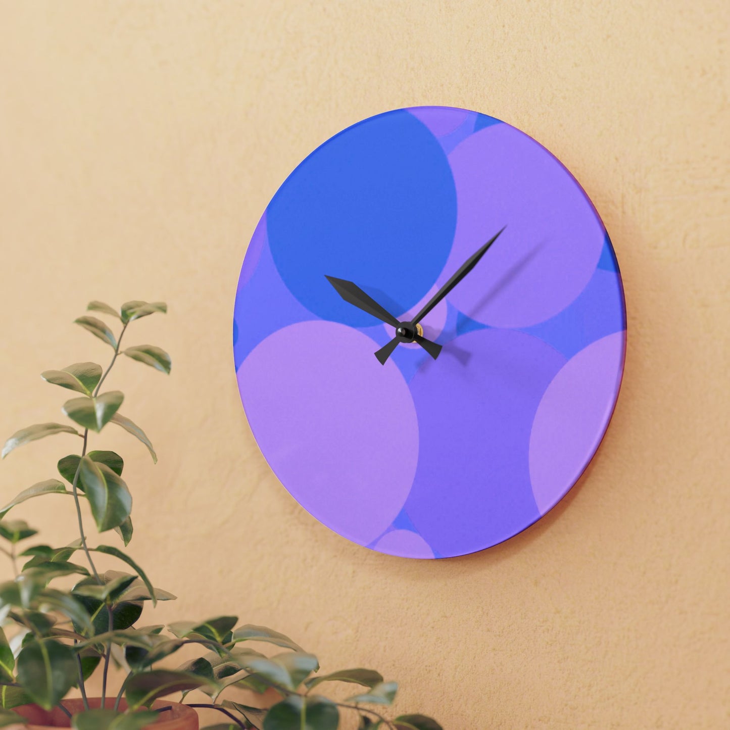 Pastel Purple Family Patches Acrylic Wall Clock, Round or Square, 10.75" x 10.75"