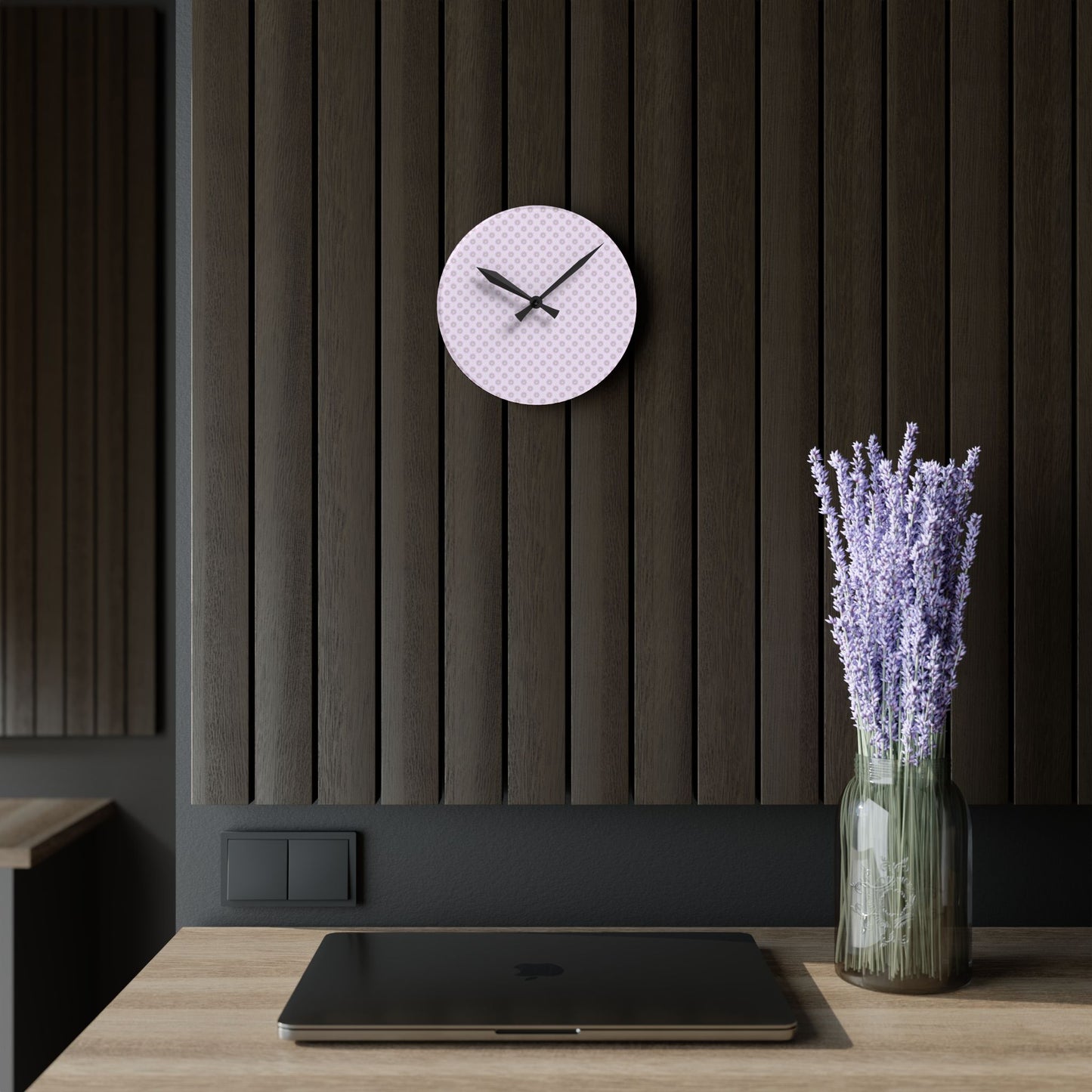 Pink Mornings Star-crossed Bodies Acrylic Round Wall Clock, 8" x 8"