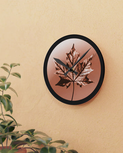 Soft Maple Leaf Acrylic Round Wall Clock, 8" x 8"