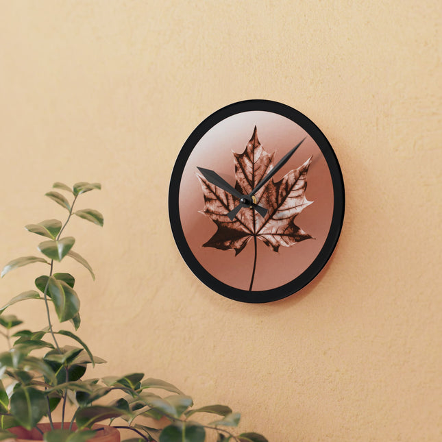 Soft Maple Leaf Acrylic Round Wall Clock, 8" x 8"