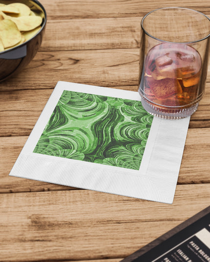 Uzi Spiral Mint Pastel White Coined Napkins, 6.5" x 6.5"