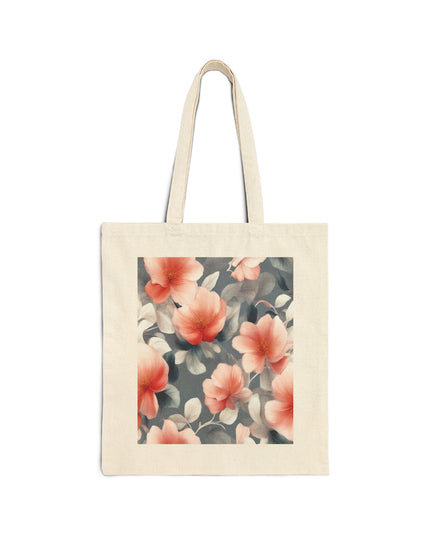Red Blossom Floral Bunch Cotton Canvas Tote Bag