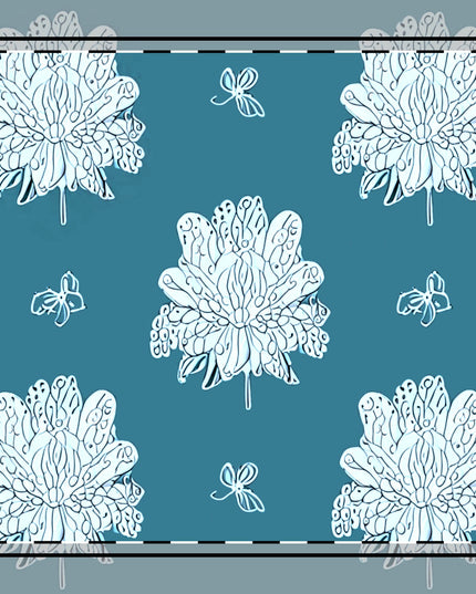 Tif Green White Floral Butterflies Poly Twill Napkin, 10" x 10"