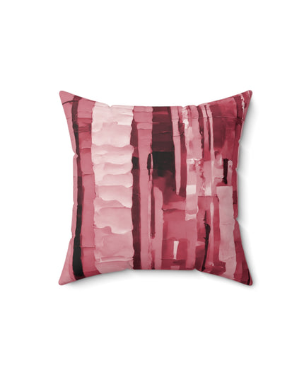 Striped Ruby 14" x 14" Faux Suede Square Pillow