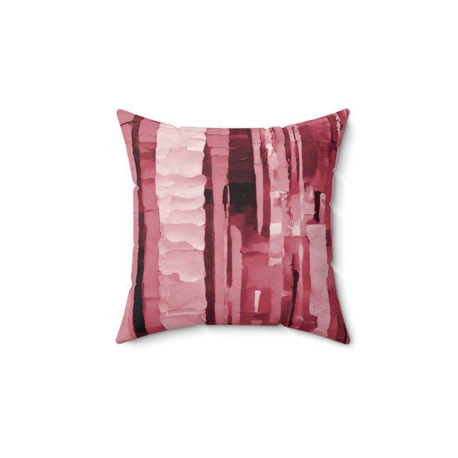Striped Ruby 14" x 14" Faux Suede Square Pillow