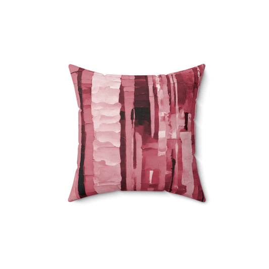 Striped Ruby 14" x 14" Faux Suede Square Pillow