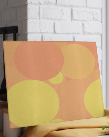 Pastel Bright Oranges Patches 11" x 15" Glass Cutting Board