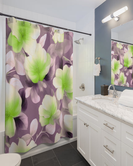 Lime Lavender Floral Bunch Shower Curtains, 71" x 74"