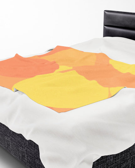 Pastel Bright Oranges Patches Velveteen Plush Blanket, 50" x 60"