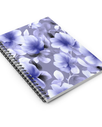 Indigo Blossom Floral Bunch Spiral Notebook - Ruled Line, 6" x 8", 118 pages