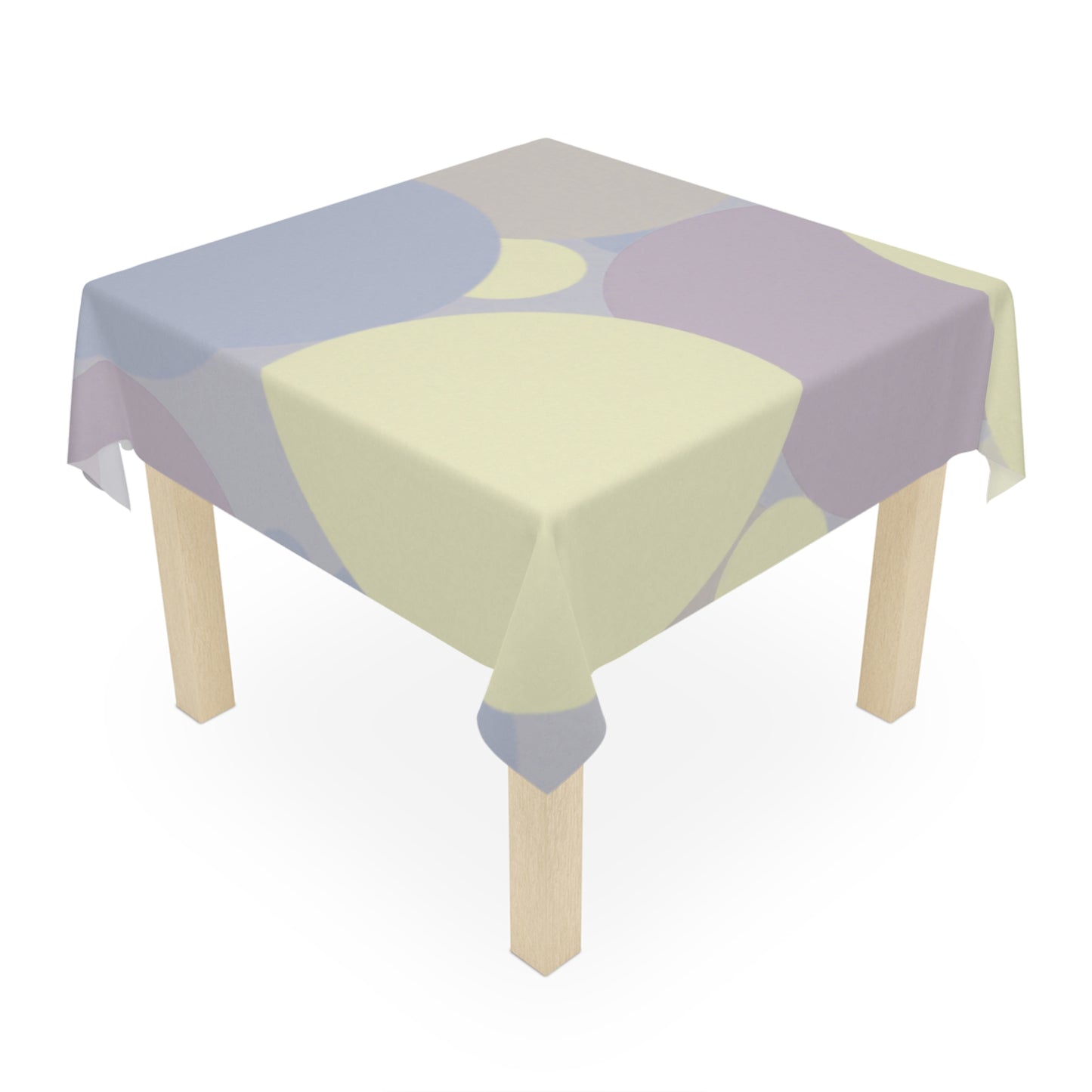 Pastel Soft Blue and Soft White Patches Tablecloth, 55" x 55"