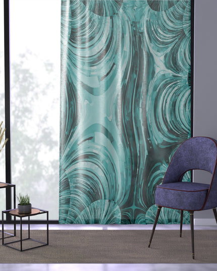 Uzi Spiral Tif Sheer Window Curtain, 50" x 84", partially transparent