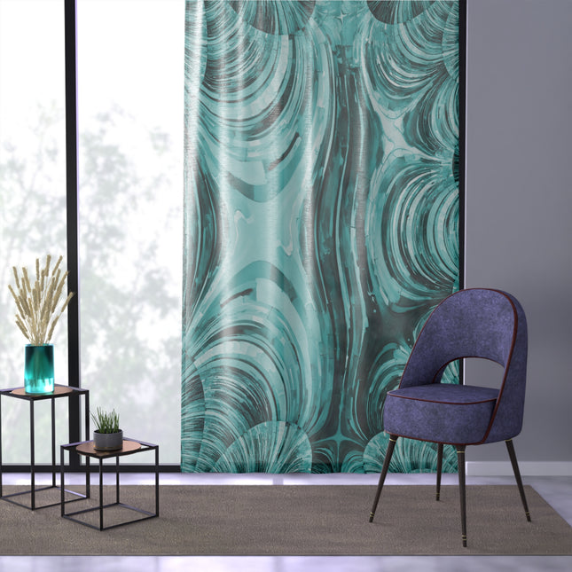 Uzi Spiral Tif Sheer Window Curtain, 50" x 84", partially transparent