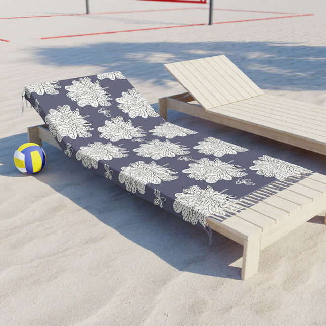 White Floral Butterflies 38" × 81" Boho Beach Cloth