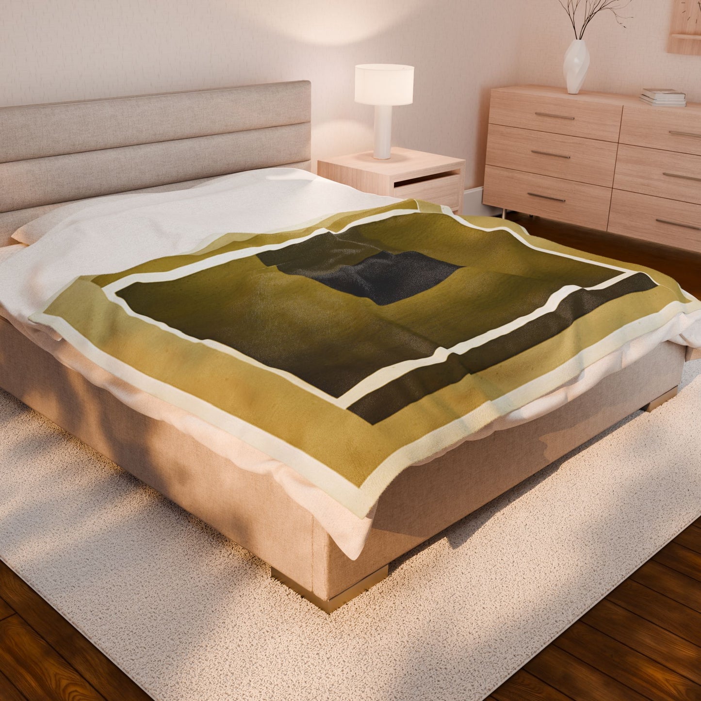 Tan Shadow Velveteen Plush Blanket, 60" x 80"