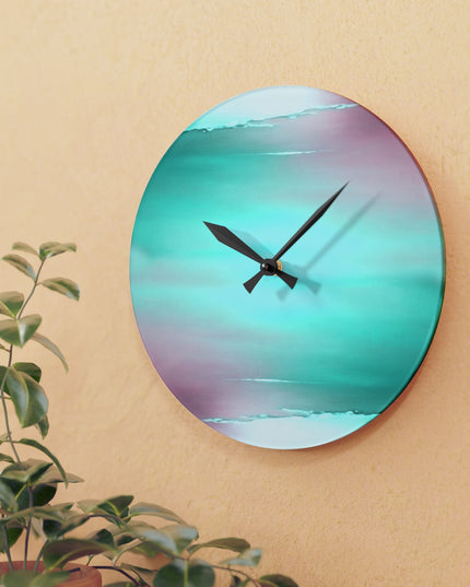 Green Sea Lavender Fog Acrylic Wall Clock, Round or Square, 10.75" x 10.75"