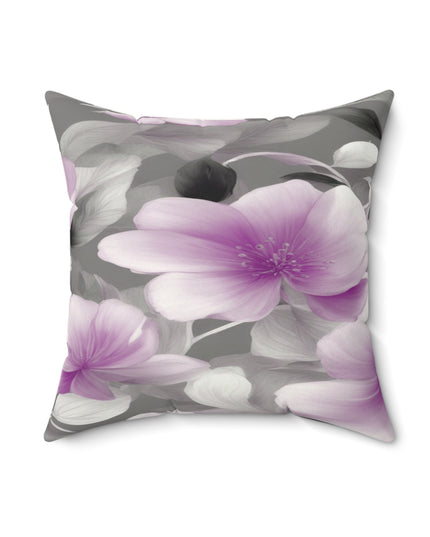 Purple Blossom Floral Bunch Faux Suede Square Pillow, 18" x 18"