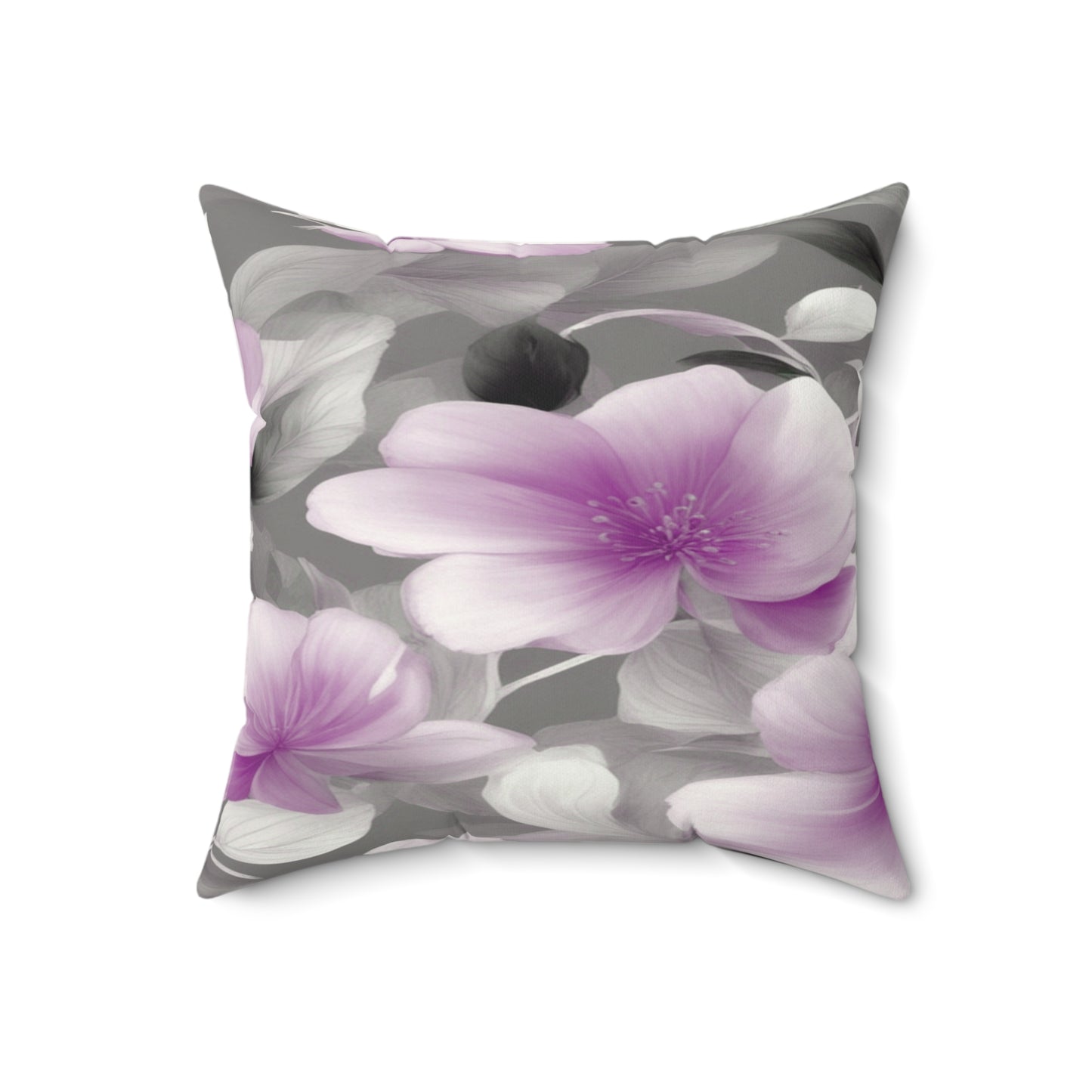 Purple Blossom Floral Bunch Faux Suede Square Pillow, 18" x 18"