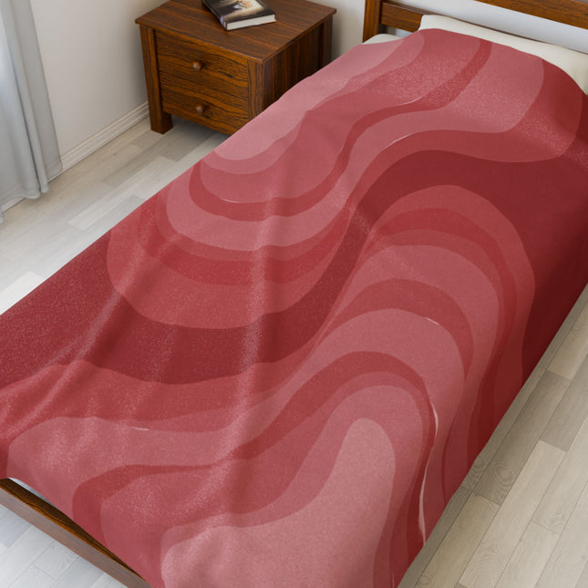 Power Red Wavey Velveteen Plush Blanket, 60" x 80"
