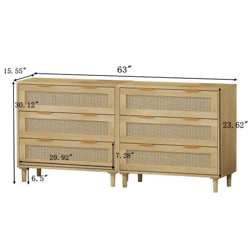 3 Drawers Rattan Locker Rattan Drawer - 2 Piece Set
