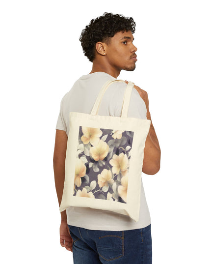 White Blush Floral Bunch Cotton Canvas Tote Bag